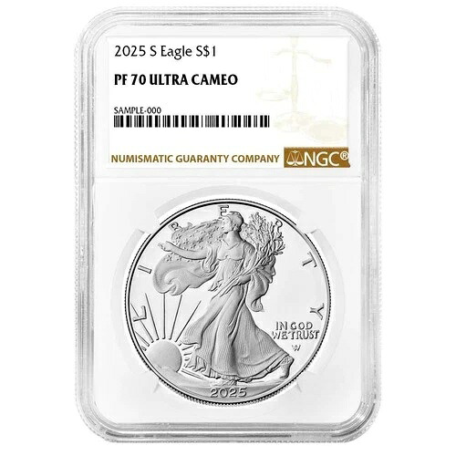 2025-S $1 1オンス プルーフ アメリカン シルバー イーグル NGC PF70UC ブラウンラベル