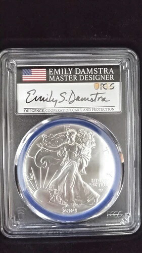 2021 W- アメリカンシルバーイーグル- T2- PCGS- FS- ミントエングレーバーシリーズ- エミリー・ダムストラ