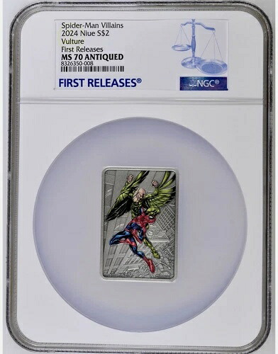 マーベル 2024 ニウエ スパイダーマン ヴィランズ ハルチャー $2 1オンス シルバー コイン NGC 70 FR-