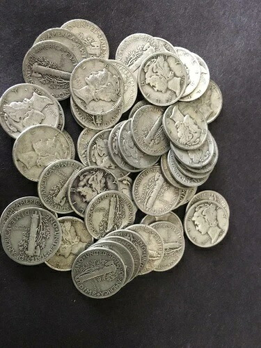 マーキュリーお買い得 $4.40 フェイスダイムシルバーコイン 迷惑メールなし 65ドル前!-