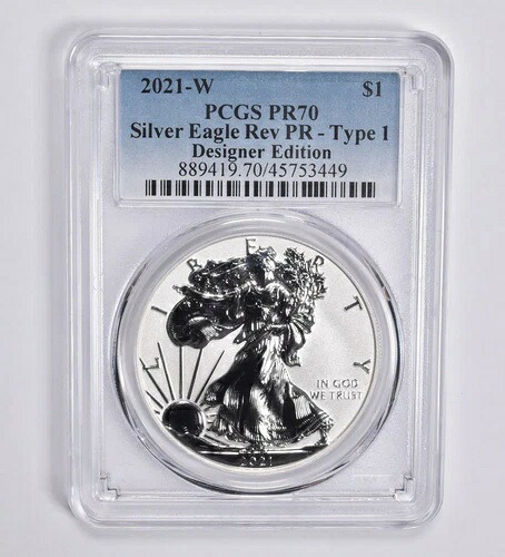 PR70 2021-W リバースプルーフ シルバーイーグル タイプ1 デザイナーエディション PCGS-