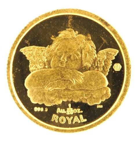 ジブラルタル 2003年 ロイヤル 1/25オンス .999 純金コイン 地金 ラウンド ケルビム