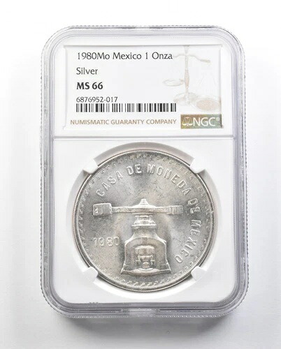 1980 Mo メキシコ 1 オンザ シルバー MS66 NGC *0603