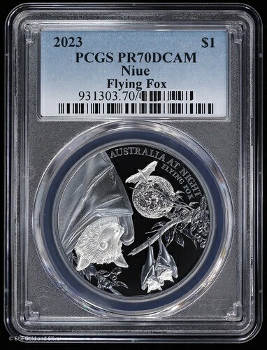 2023年 オーストラリア ナイトフライングフォックス 1オンス シルバー 1ドル PCGS PR 70 DCAM
