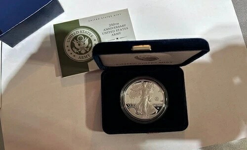 2025-W 陸軍私設貨幣 アメリカンプルーフ シルバーイーグル 1ドル COA - 250周年記念