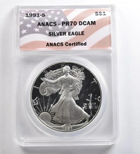 1991-S アメリカン シルバー イーグル PR70 DCAM ANACS *7194