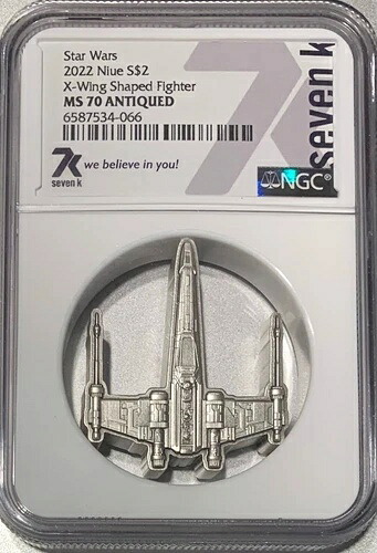 NGC 7K 2022 スターウォーズ Xウイング・ファイター 1オンス シルバーコイン MS70 アンティーク 2000年鋳造
