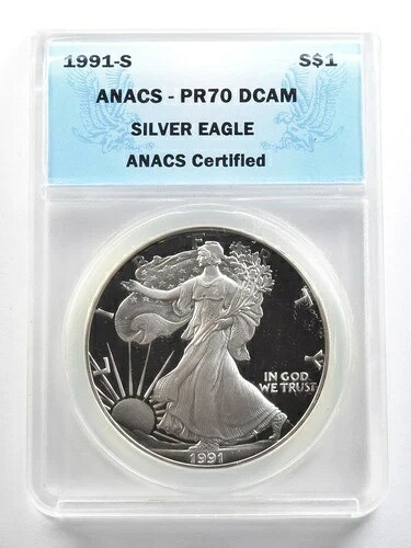 1991-S アメリカンシルバーイーグル PR70 DCAM ANACS * 3832-