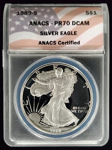 1989-S プルーフ アメリカンシルバーイーグル - ANACS PR70 DCAM-