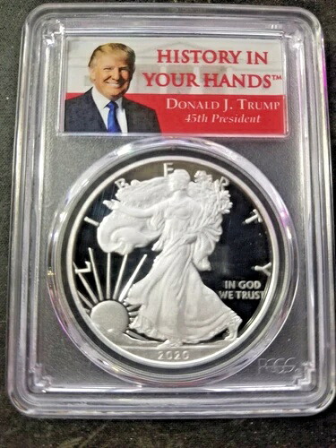 2020 W プルーフ シルバーイーグル PCGS PR70 DCAM ドナルド J. トランプヒストリー あなたの手に- 58,685円