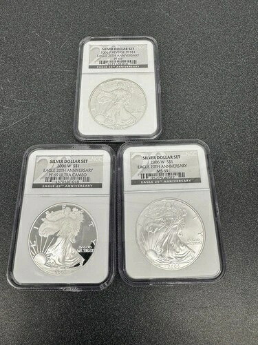 2006年 シルバーイーグル NGC MS69、PF69 アニバーサリーセット