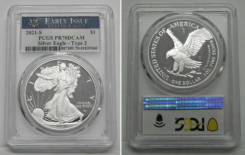 2021-S アメリカンシルバーイーグル タイプ2 - PCGS PR70DCAM 初期発行 #9360