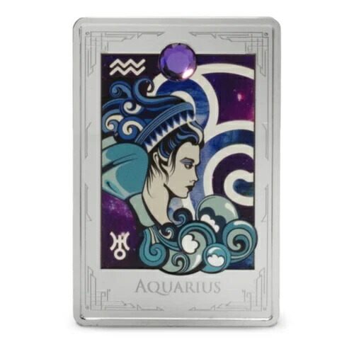 Signs of the Zodiac Aquarius 2025 $3 2オンス シルバー コイン ニウエ アゴロ by NZ Mint-