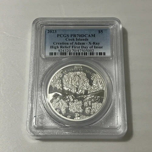 2023年 CI 5ドル X線アダムの創造 1オンス シルバーハイリリーフコイン PCGS PR70