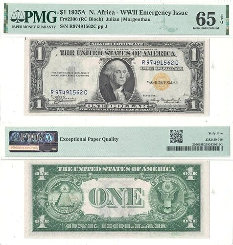 1935年-A $1 北アフリカ Fr-2306 PMG gem CU-65 EPQ- 105,600円