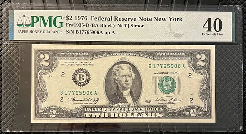 1976年 $2 FRN バイセンテニアル (B 17765906 A) 独立宣言 PMG 40-｜WORLD RESOURCE【QUEEN店】