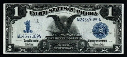 1899 年 $1 ブラック イーグル ラージ サイズ 美しい XF+/AU シルバー証明書!