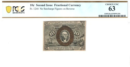 米国小数通貨 10セント 2nd 発行 FR 1244 PCGS Choice UNC 63