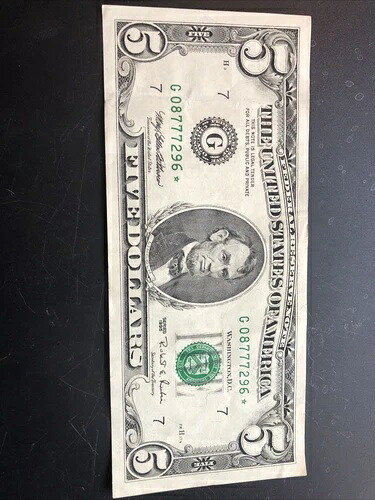 ** STAR ** $5 1995 (( GEM )) ファンシーシリアル番号 ** 紙幣 109,450円