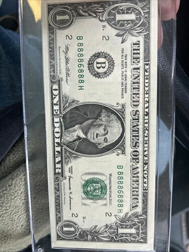 1999年 $1 FRN New York Rad シリアル番号 B88886888H-