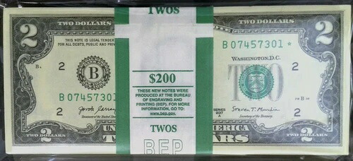 2017 A $2 スターノート ストラップ 100枚 ニューヨーク B07457301* - 400* パック UNC シーケンシャル