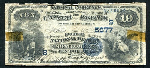 1882年 $10 DB モントゴメリーの第4 NB アル国家通貨 CH #5877-