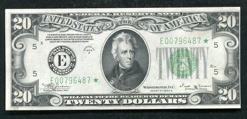 FR。 2056年-E * 1934年-B $20 * スター * FRN フェデラルリザーブ紙幣リッチモンド、VA UNC レア-