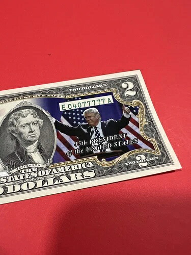 ファンシーシリアルナンバー $2 ドナルド・トランプ 第45代アメリカ合衆国大統領 77777 5連