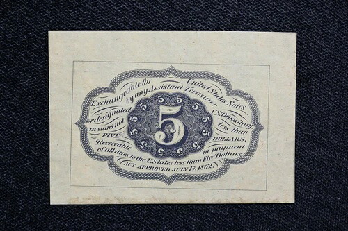 標本 1862年 US 5セント分数通貨 Fr-1231 初版 1GJ2-