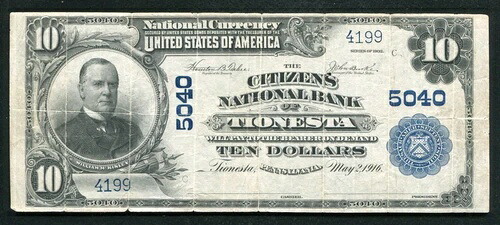 1902年 $10 チオネスタ市民銀行 PA国家通貨 CH #5040-
