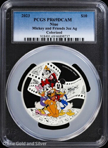 2023年 10ドル ニウエ 3オンス シルバー プルーフ カラーライズド ミッキー＆フレンズ PCGS PR 69 DCAM