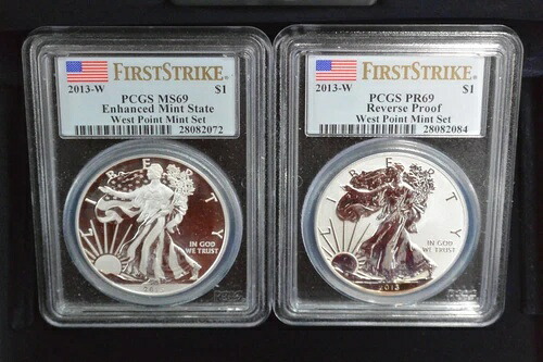 2013-W ウェストポイント シルバーイーグル 2枚セット PCGS PR69/MS69 リバース/エンハンスドFS