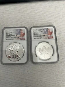 2019年 プライド・オブ・ツー・ネーションズ 米国セット シルバーイーグル メープルリーフ NGC 70 早期リリース