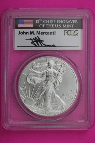 2011 MS 70 シルバー アメリカンイーグル PCGS 25周年記念 メルカンティ シグネチャー 365