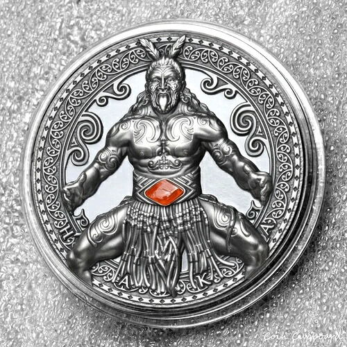 2020年 - カメルーン HAKA 文化 - カーネリアンインサート付き 2オンス 銀貨｜WORLD RESOURCE【QUEEN店】