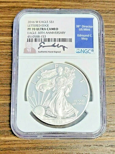 2016 W S$1 アメリカンイーグル 1オンス NGC PF 70 ウルトラカメオ レターエッジ エドマンド C. モイ