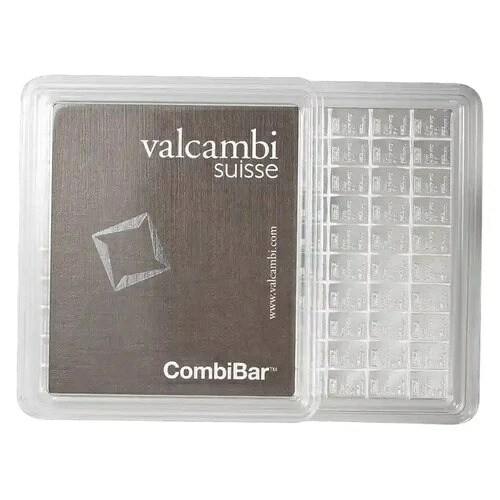 100 x 1グラム シルバー Valcambi CombiBar? アッセイカード付き