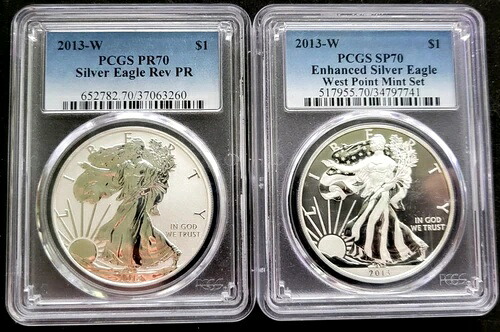 2013-W エンハンスド リバース PR70 SP70 セット ペア シルバー イーグル PCGS レア