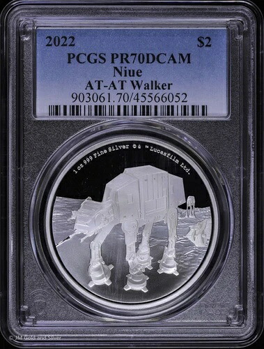 2022年 2ドル ニウエ 1オンス .999 シルバー プルーフ AT-AT ウォーカー PCGS PR 70 DCAM | スター・ウォーズ