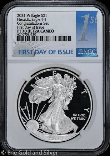 2021-W プルーフ タイプ1 $1 アメリカン シルバー イーグル NGC PF 70 UC | FDOI｜WORLD RESOURCE【QUEEN店】 87,725円