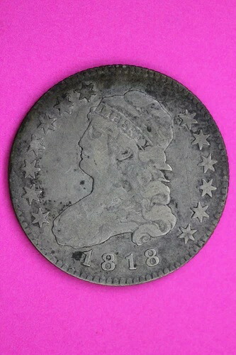 1818/15 バストキャップクォーター レディリバティ レアシルバーキーデイトコイン 正規品 0569N｜WORLD RESOURCE【QUEEN店】