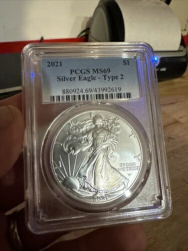 シルバー アメリカンイーグル .999 PCGS MS69 コレクターコイン 地金 $1 ウェストポイント 2021-W