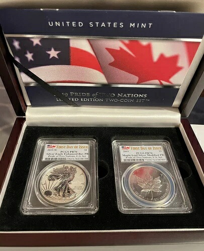 2019年 シルバーイーグル＆メープルリーフプルーフ PR70 PCGS FS プライド・オブ・ツー・ネイションズ セット
