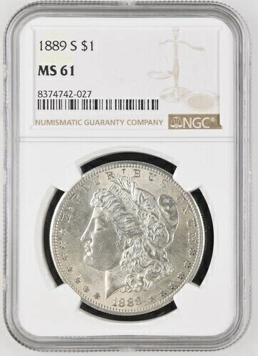 1889-S 1ドル モルガン銀貨 NGC MS61、希少