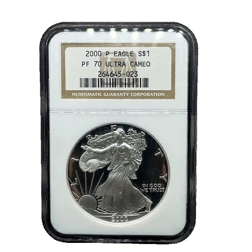 2000 P $1 アメリカン シルバー イーグル NGC PF 70 ウルトラ カメオ クラシック ブラウン ラベル