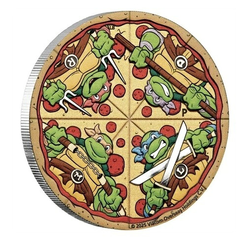 2オンス シルバー ティーンエイジ・ミュータント・ニンジャ・タートル ピザ TMNT 2025 COAボックス カラー化 ピュア