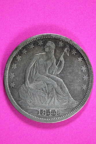 1844年 O シーテッド リバティ ハーフ ドル シルバー セミ キー デイト コイン WB-3 R-4 34 93,775円