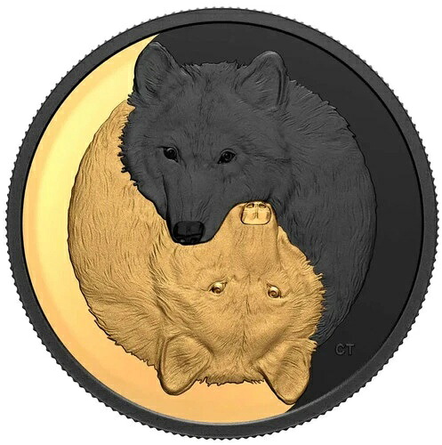 2021年 シルバー $20 ブラック＆ゴールド：グレーウルフ