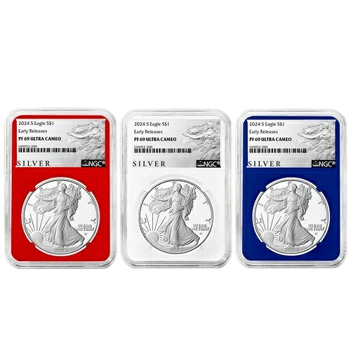 2024-S プルーフ $1 アメリカン シルバー イーグル 3枚セット NGC PF69UC ER ALS ラベル 赤白｜WORLD RESOURCE【QUEEN店】
