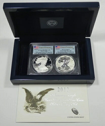 2012年 アメリカンイーグル サンフランシスコ シルバー 2枚セット PCGS PF70 プルーフ 箱・保証書付き｜WORLD RESOURCE【QUEEN店】